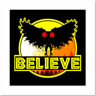 Mothman Believe West Virginia Wing Humanoid Moth Retro Vintage Monster Funny Posters and Art